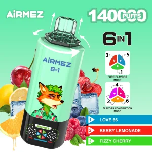 Airmez FOX 6 IN 1 — Einweg E-Zigarette mit 140.000 Zügen | 3 Geschmäcker pro Gerät