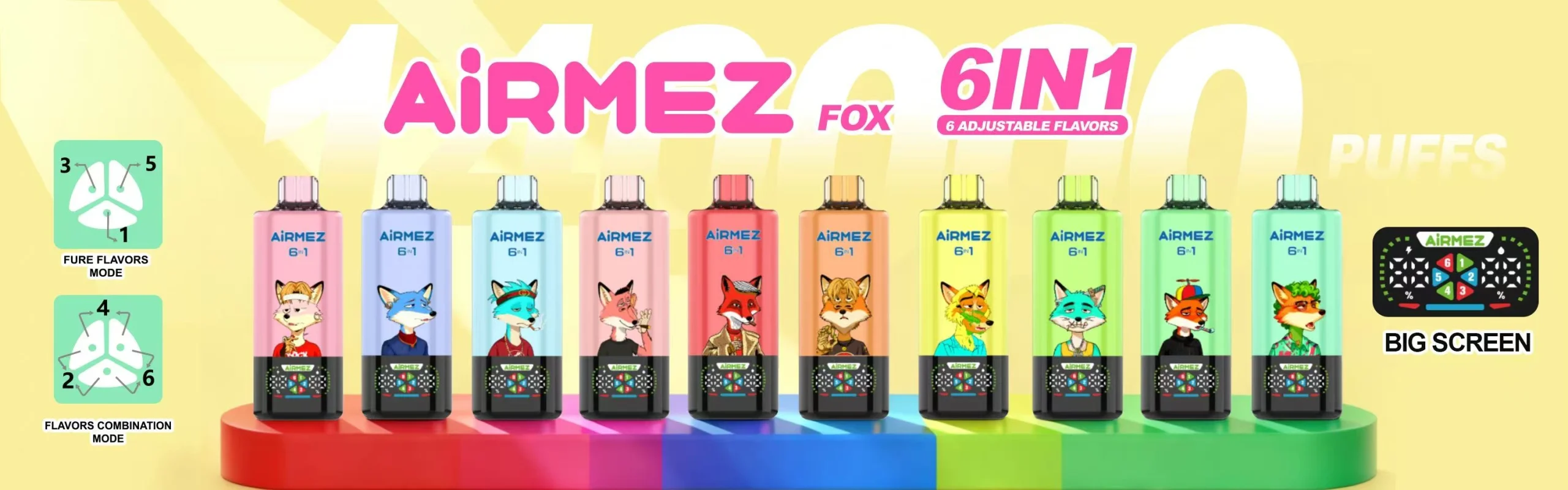Airmez FOX 6 IN 1 — Einweg E-Zigarette mit 140.000 Zügen | 3 Geschmäcker pro Gerät 14 Airmez FOX 6 IN 1 — Einweg E Zigarette mit 140.000 Zuegen 3 Geschmaecker pro Geraet NexPuffEU 14 scaled