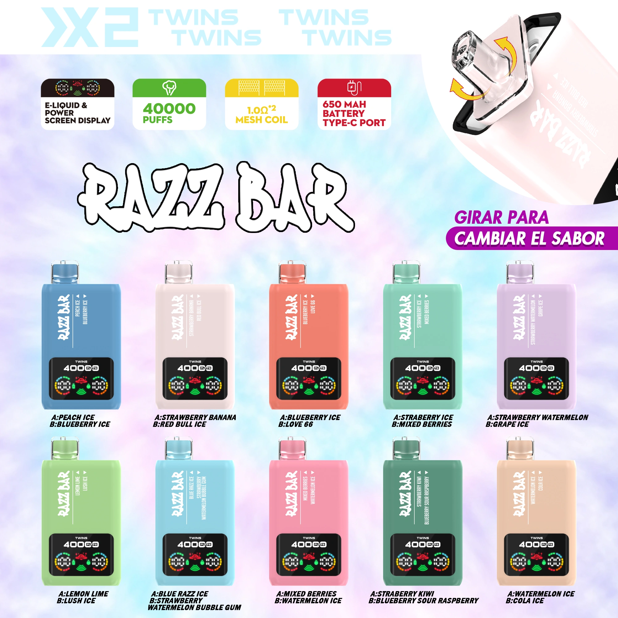 Razz Bar 40K Dual Tank — Einweg Vape mit 2 Aromen in 1 Gerät | 40.000 Züge | Versand aus Deutschland 8 Razz Bar 40K Dual Tank — Einweg Vape mit 2 Aromen in 1 Geraet 40.000 Zuege Versand aus Deutschland NexPuffEU 2