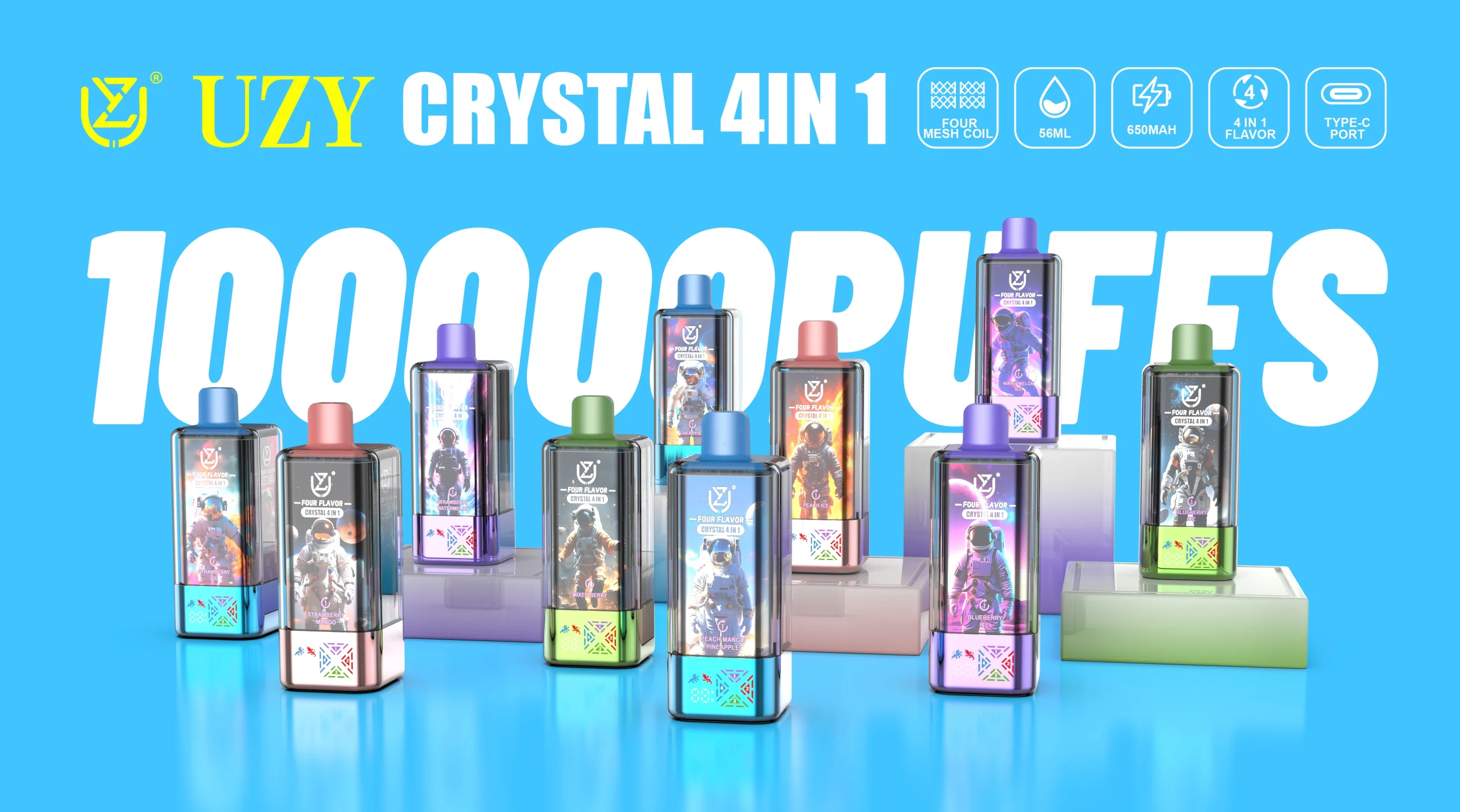 UZY Crystal 4-in-1 100K — Einweg Vape mit 4 Tanks | Vier Sorten, ein Crystal-Gerät | Versand aus Deutschland 11 UZY Crystal 4 in 1 100K — Einweg Vape mit 4 Tanks Vier Sorten ein Crystal Geraet Versand aus Deutschland NexPuffEU 12 scaled