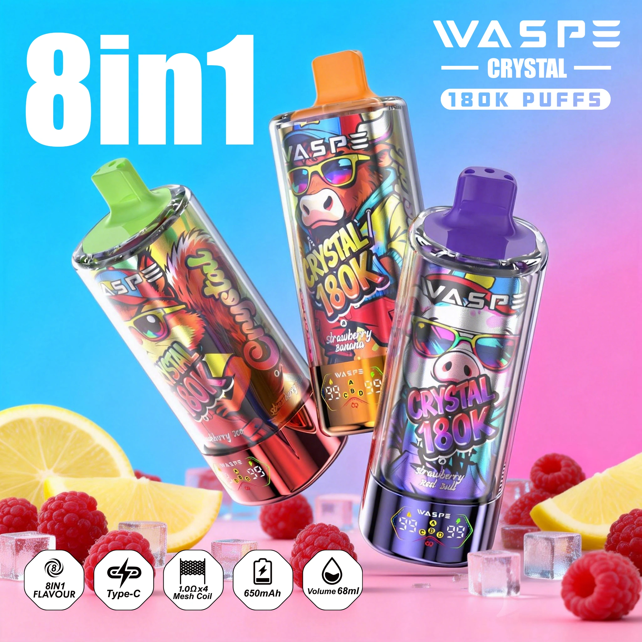 WASPE 8in1 Crystal 180K — Einweg E-Zigarette mit 180.000 Zügen | Versand aus Deutschland 15 WASPE 8in1 Crystal 180K — Einweg E Zigarette mit 180.000 Zuegen Versand aus Deutschland NexPuffEU 1