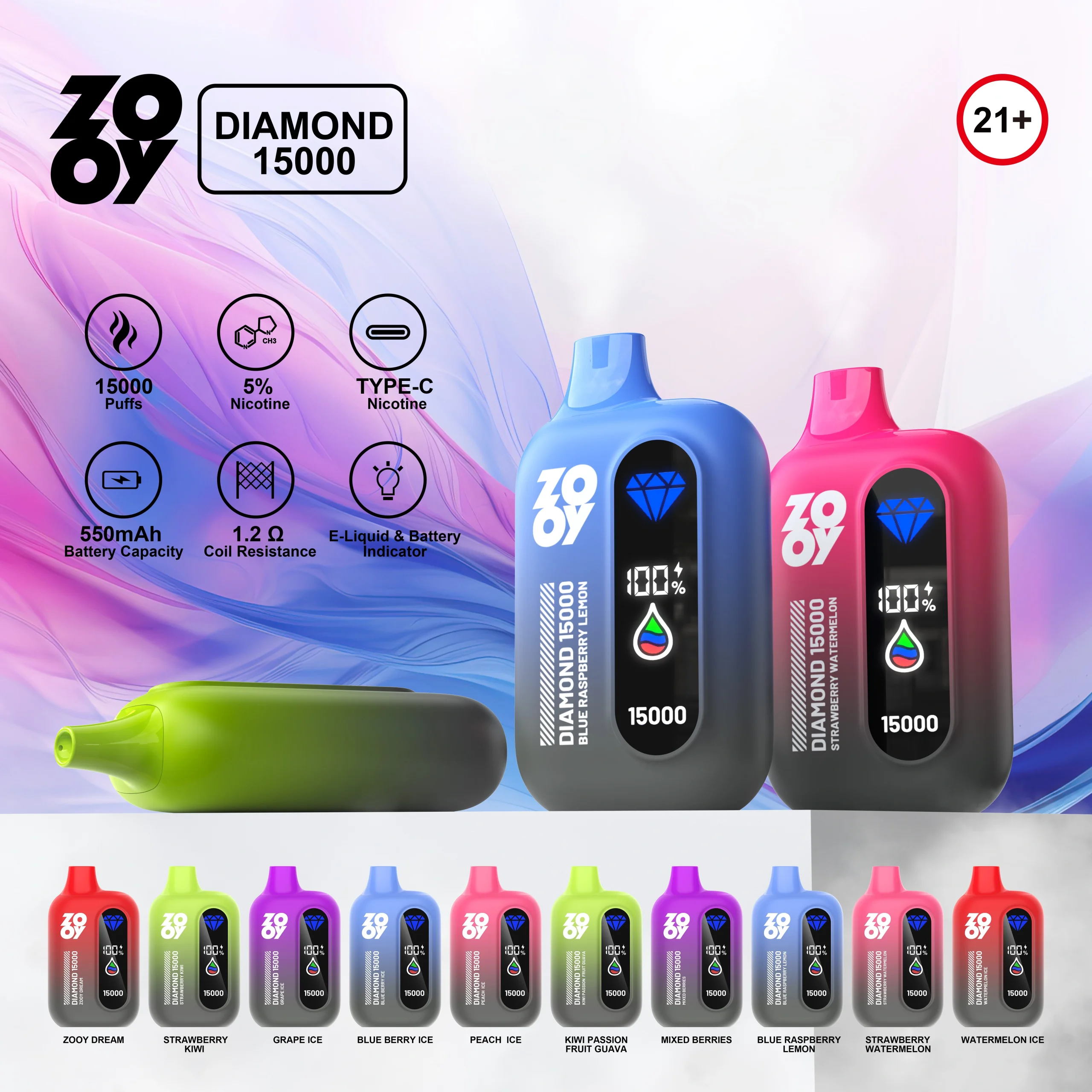 ZOOY Diamond 15000 — Kompakter Premium Vape mit Diamant Optik 15.000 Zuege Versand aus Deutschland NexPuffEU 2 scaled